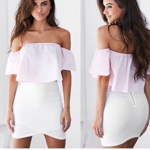 Tiger Mist Bodycon White Mini Skirt